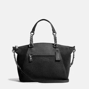 Coach Chain Prairie Satchel - Black Leather & Suede